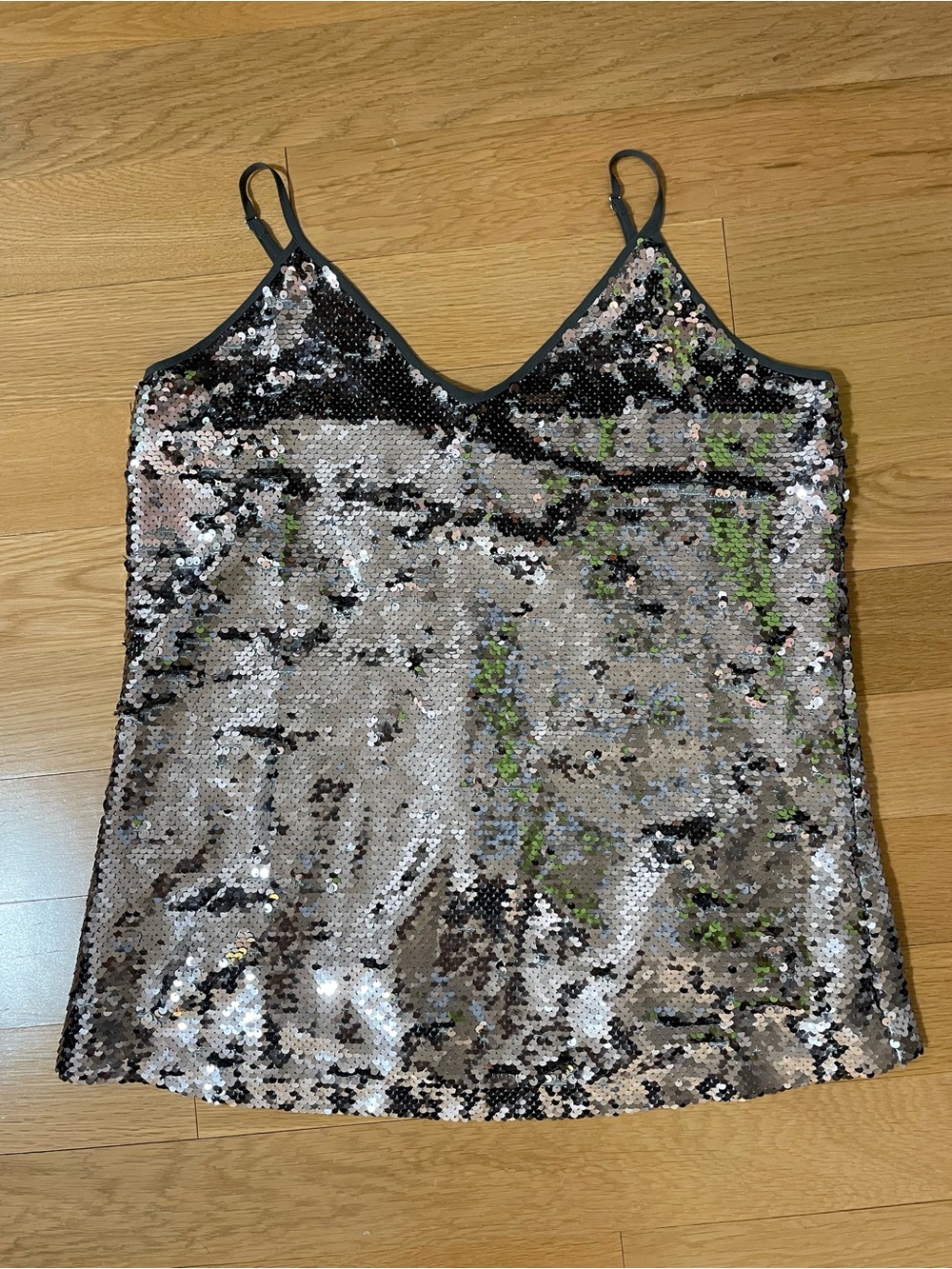Ann Taylor Silver Sequin Cami Tank Top XS Party Holiday Evening Sparkle NWT